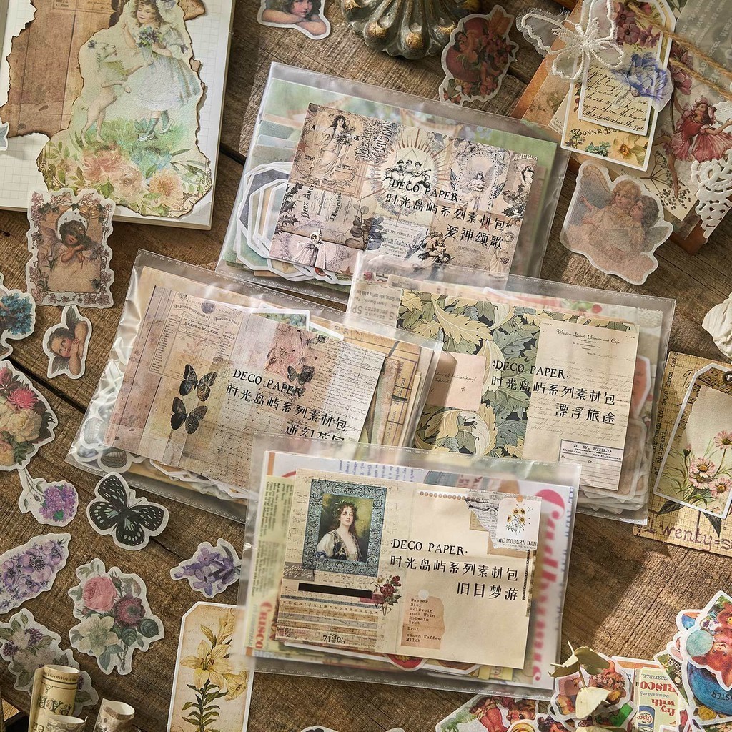 

100 Pcs Decor Scrapbook Vintage Materials Paper Collage Junk Journal Aesthetics Stationery Planner Washi Paper Sticker