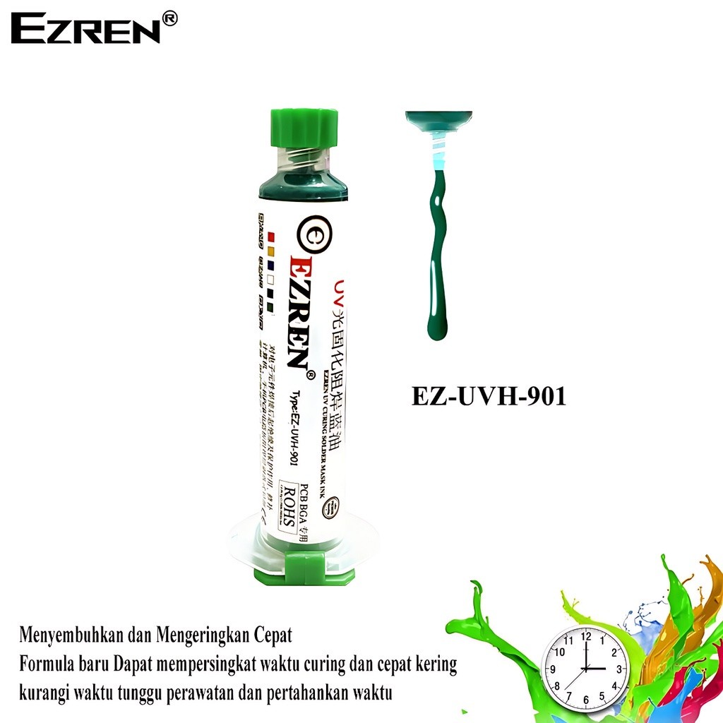 

Ezren EZ-0436 Cat PCB Pasta Pelapis UV Curable Solder Mask UVH Hijau Murah PREMIUM STOCK