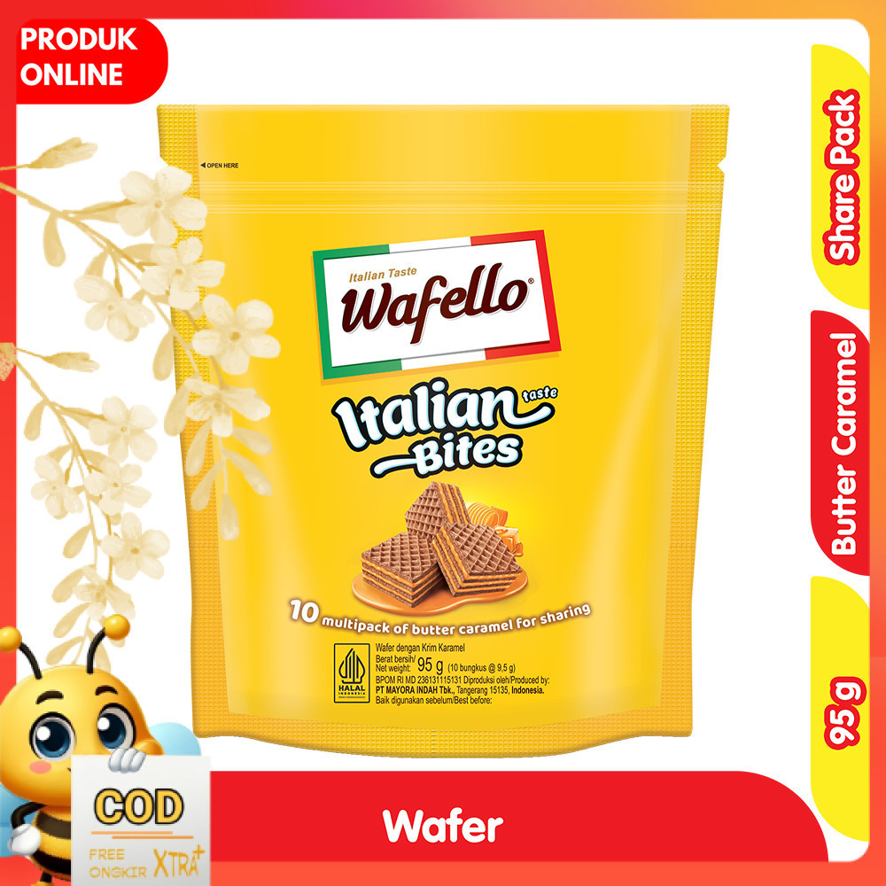 

Wafello Italian Bites Wafer Rasa Karamel Butter Pouch 95 g