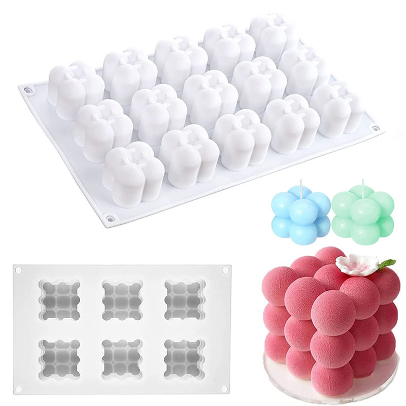

Handmade 3D Bubble Candle Silicone Mold, Nonstick Cube Soap Mold, Aromatherapy Soy Wax Candle Mould, Making Supplies, Home Decor