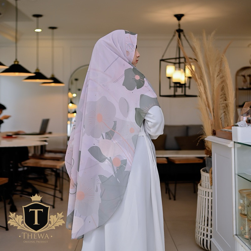 COD THEWA - HIJAB | KERUDUNG | KHIMAR | BERGO | “PRINTING  ( Aurora )'' Jumbo OVAL 2 LAYER