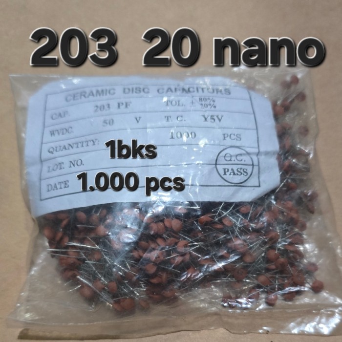 BSM ( 203 20 nf 50v ceramic 1bks ) kapasitor capasitor keramik ceramic 20 nf 20 nano farat 20n 203