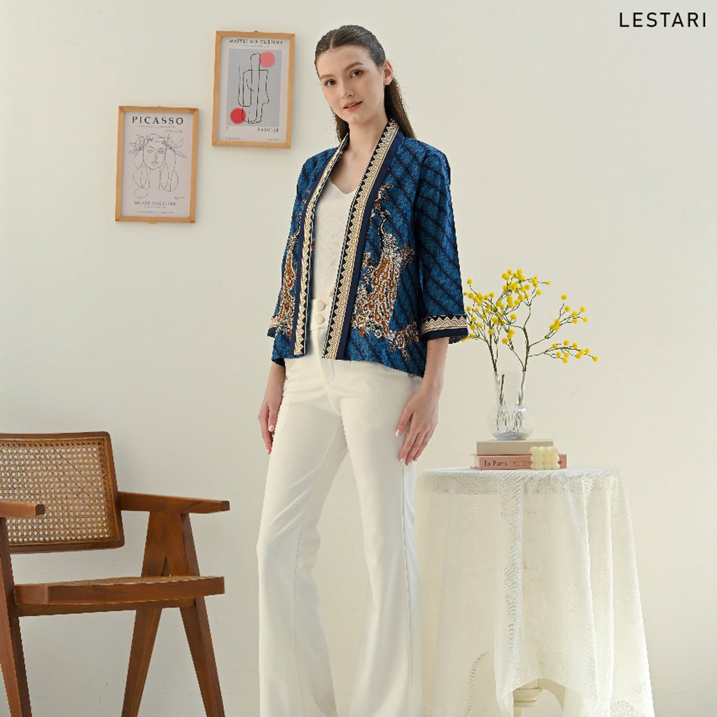GIRLY Lestari Blazer Batik Wanita Outer Batik Perempuan Vest Luaran Batik Cewek Lengan Panjang Sarim