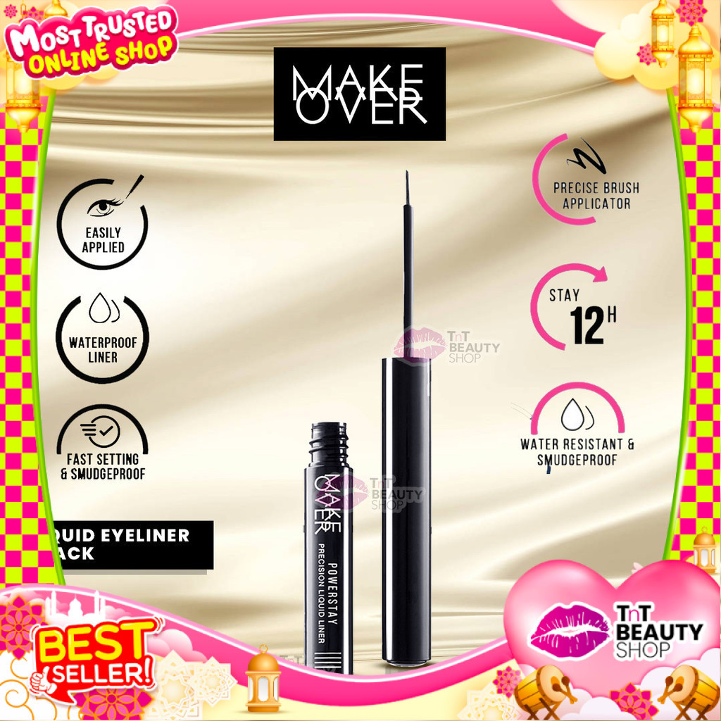 MAKE OVER Liquid Eye Liner Black - Eye Liner Liquid | MakeOver Eyeliner Cair | TnT Beauty Shop