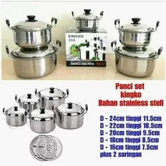 PANCI KINGKO 555 HOMELUX PANCI STEAM KINGKO KUKUS STAINLESS - PANCI SET STOCK POT STOK POT