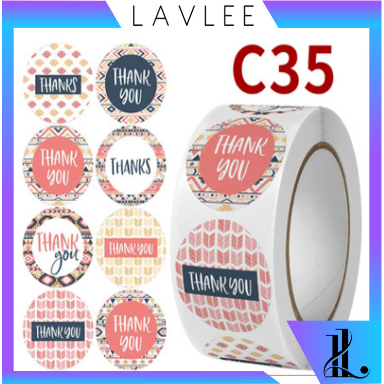 

Lavlee 5195 500 PCS Stiker Thank You / 1 Roll Stiker Thank You / Sticker Thank You