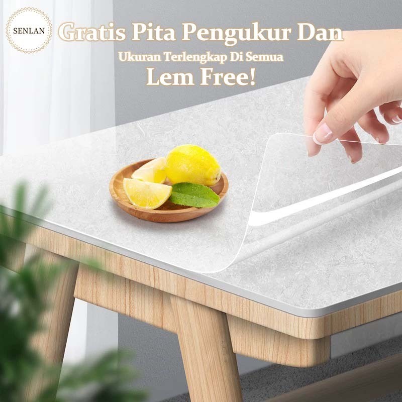 Taplak Meja Bening Tebal 0,8mm/Plastik Mika Meteran/Plastik Mika Lemas Meteran Anti Air