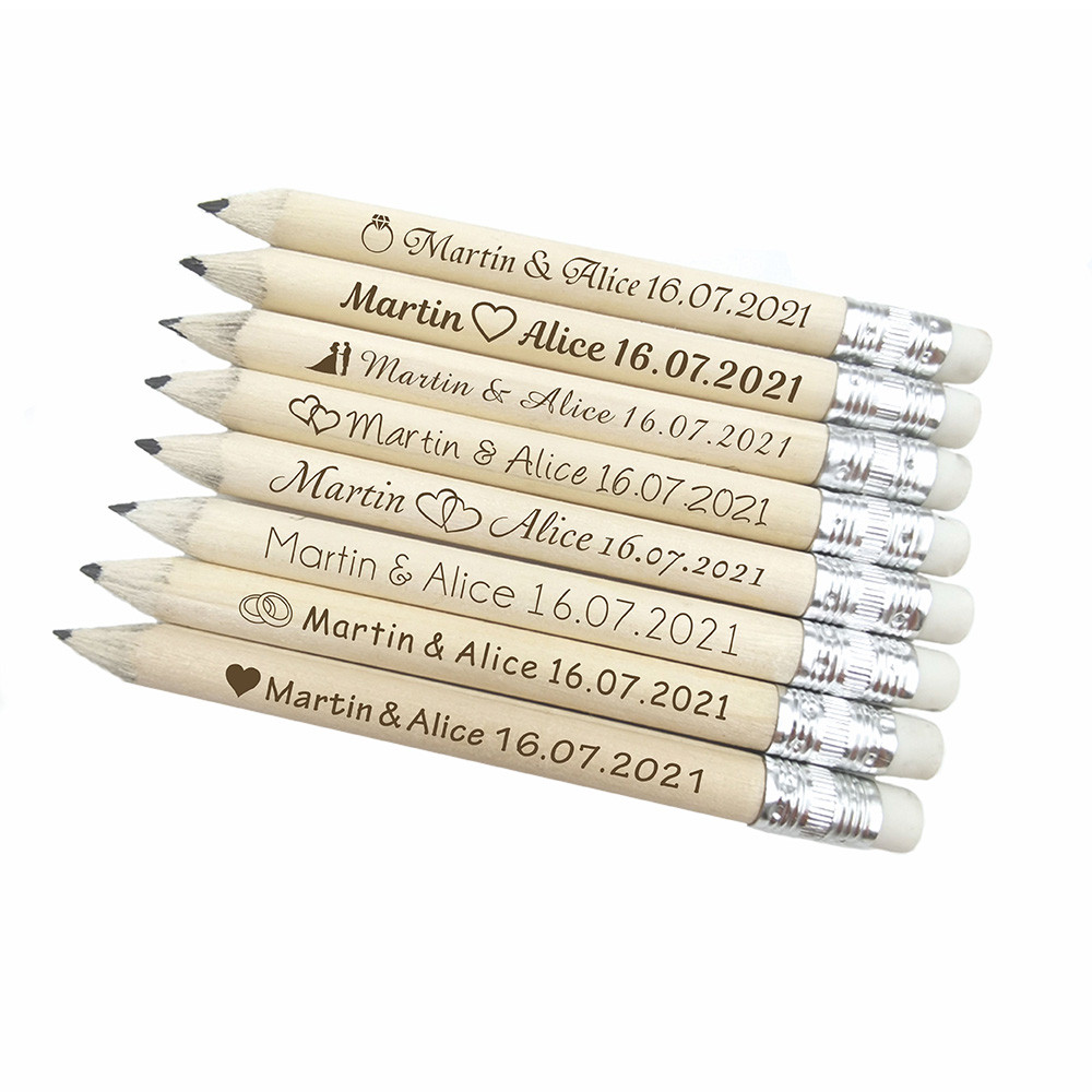 

Personalized Engraved Wooden Pencils Customized School Decor Pen With Rubber Wedding Gift Favors Baby Shower Party 10CM