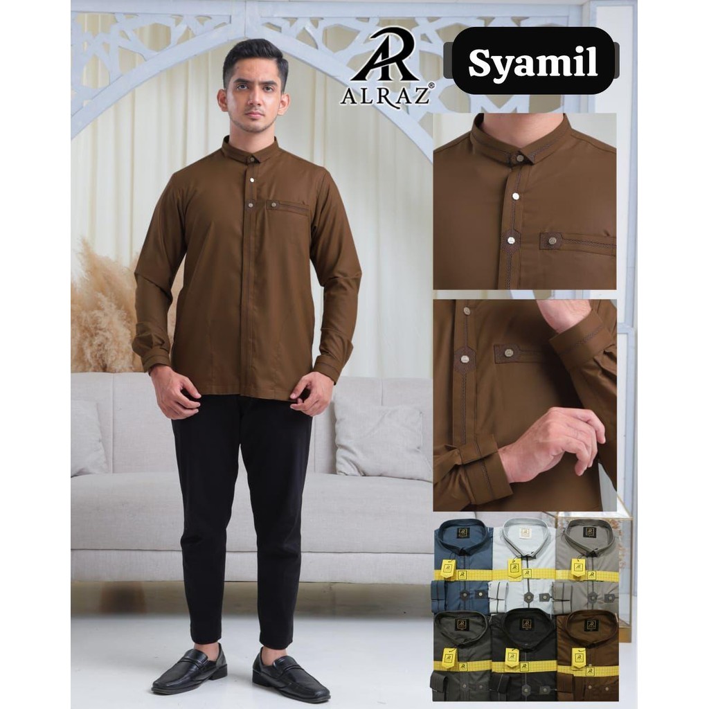 ALRAZ MODEL SYAMIL LENGAN PANJANG Muslim Panjang Pria Dewasa PREMIUM kemko koko kemeja