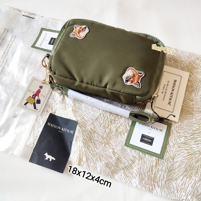 PORTER X MAISON KITSUNE FOX HEAD POUCH BAG FW17 AUTHENTIC 100% BNWT