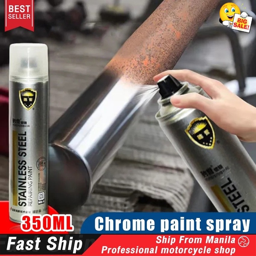 【350 ML】Cat Semprot Chrome Sapporo Chrome Spray Paint Anti Karat Warna Stainless Automotive Metallic