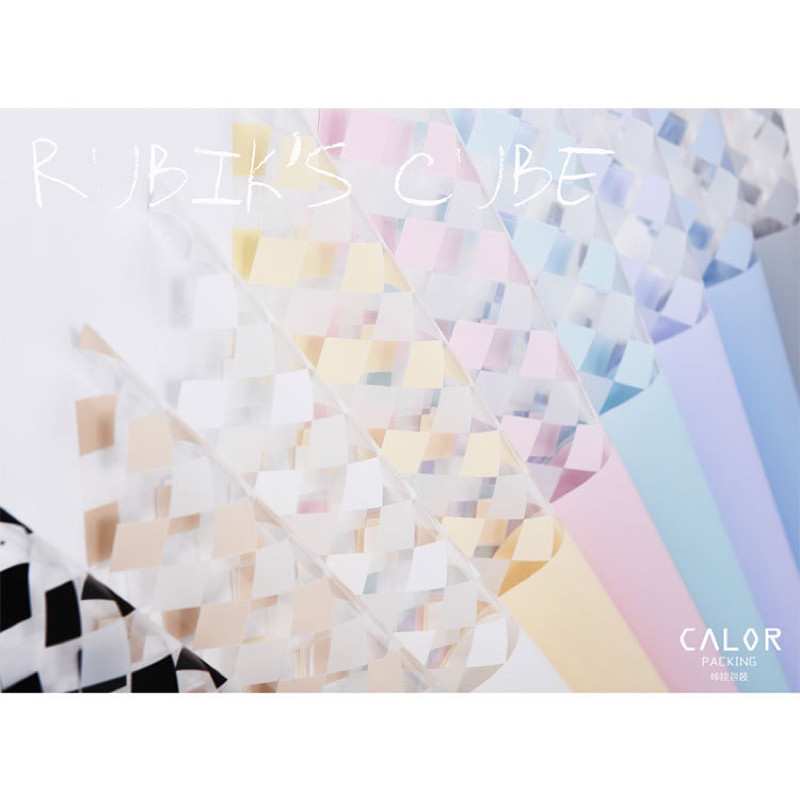 

(5Lembar)Flower Wrapping Paper / Rubik’s Cube Opp Kertas Bunga Buket Cellophane Motif Bening Transparen