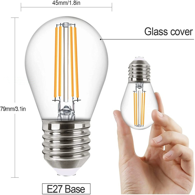 Lampu Led Filament 4 Watt Edison Lampu Cafe Led Filament G45 Led Filament G45 Fitting E27