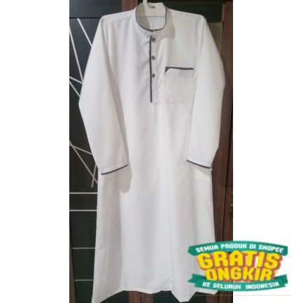 Baju jubah/baju gamis variasi/polos  pria dewasa merk al fauzi warna abu putih hitam navy/ COD lebar