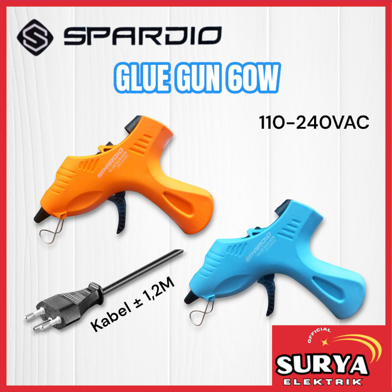 

Glue Gun SPARDIO Pistol Lem Tembak Bakar 60W Kabel 1.2M Warna Random SNI