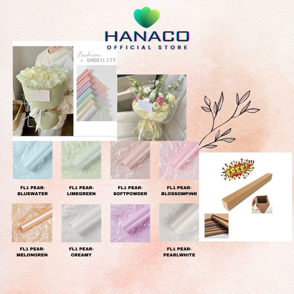 

HANACO - (5 LEMBAR) - FL1 PEARLESCENT Kertas Bunga Buket Waterproof Color / Kertas Buket Bunga Florist Cellophane