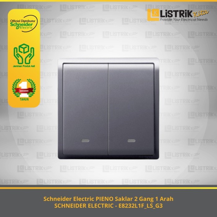 Saklar Schneider Electric PIENO - 1-4 Gang, 1-2 Arah - Warna Silver / Putih