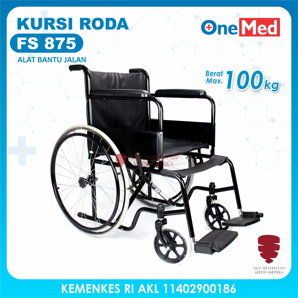 FS875 Kursi Roda Ekonomis Standar Alat Bantu Jalan Medis FS 875 Onemed