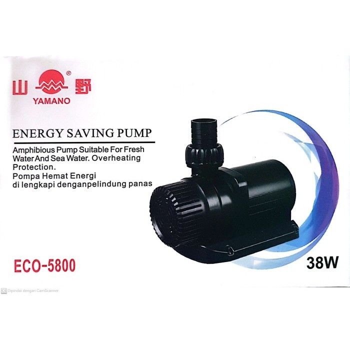Mesin Pompa Kolam ikan, Yamano ECO-5800. Daya 38 watt, 6000L/H. 4.2m. kabel 3 meter.
