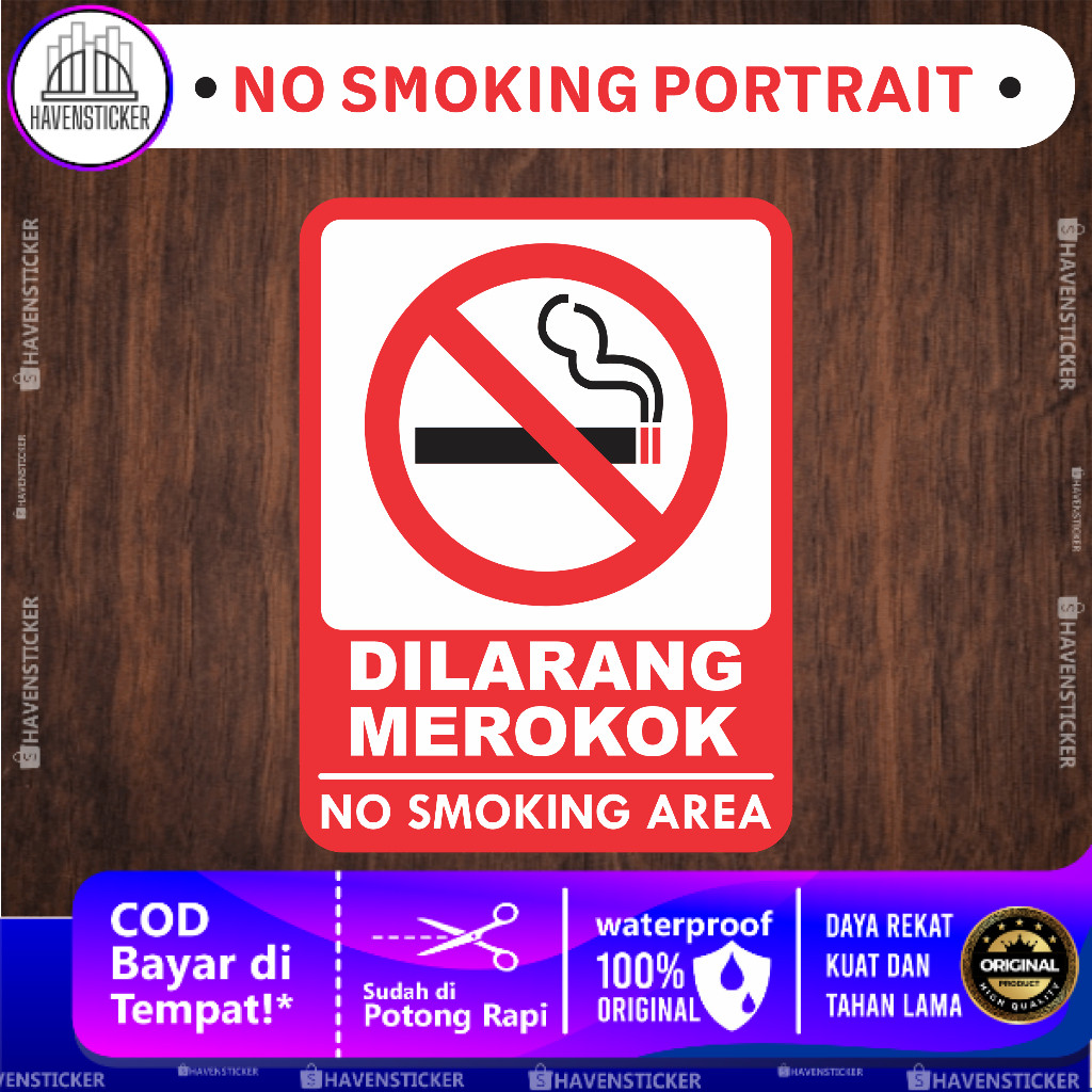 

Stiker Anti Air Dilarang Merokok - No Smoking Area Laminasi Glossy