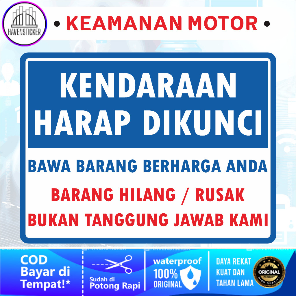 

Stiker Kendaraan Harap Dikunci Laminasi Kilat