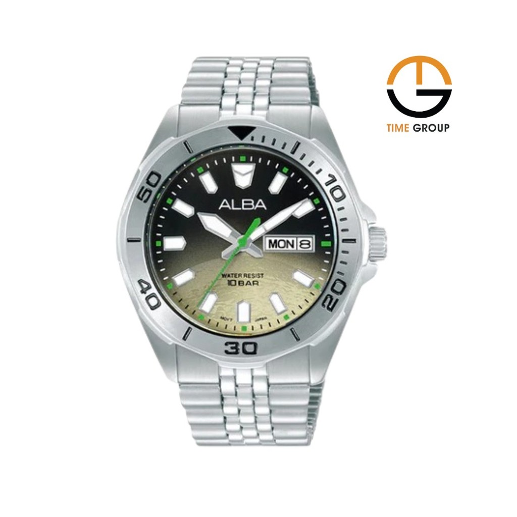 JAM TANGAN PRIA ALBA ACTIVE GRAVITY SATURN AV3585 AV3585X1 BLACK GRADIENT DIAL STAINLESS STRAP BOX S