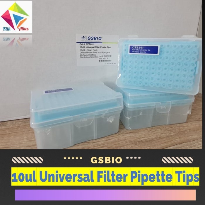 10ul UNIVERSAL FILTER PIPETTE TIPS 96/RACK GSBIO #CAT CFB201