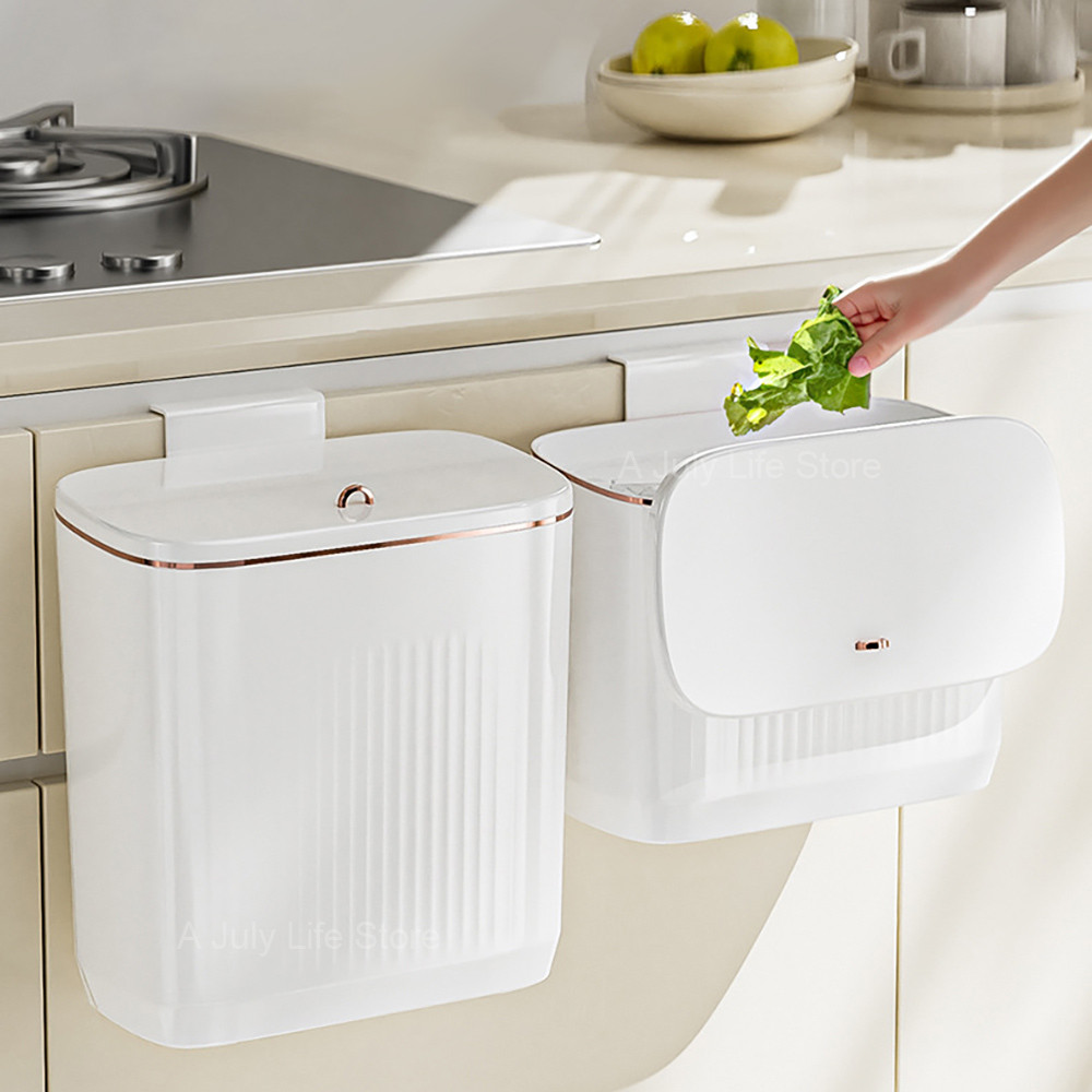 

8.5/12L Kitchen Wall Mounted Wastebasket Trash Can With Lid Garbage Can for Cabinet Under Sink Compost Bin Recycle Bin