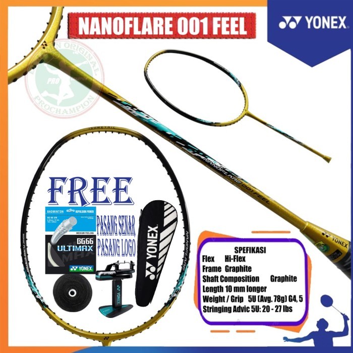 NEW COLOR YONEX NANOFLARE 001 CLEAR / FEEL / ABILITY RAKET ORIGINAL - BNS TASCOVER SJ, CLEAR- PINK