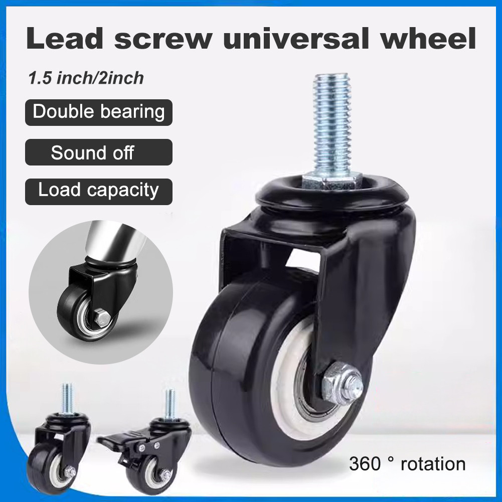 1pc Caster Wheels Roda Trolly PU 1,5 Inch Hitam Roda Etalase Wheel Caster