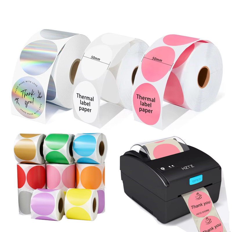 

50mm Circle Thermal Sticker Label Self-Adhesive Round Thermal Label for Bar QR Code Sticker Machine xprinter xp 365b H-Z851