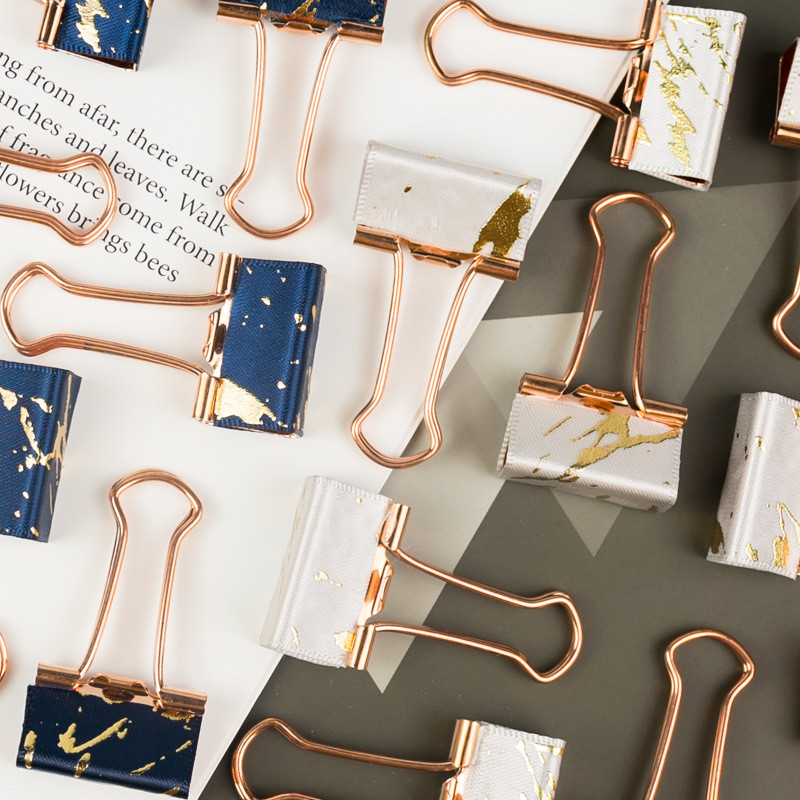 

6 pcs/lot Metal Paper Clips 25mm gold marble Color Clip for Book Stationery School Office Supplies High Quality