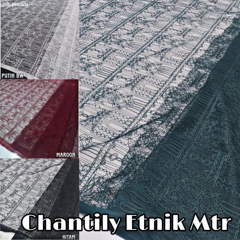 kain brokat chantily meteran motif etnik