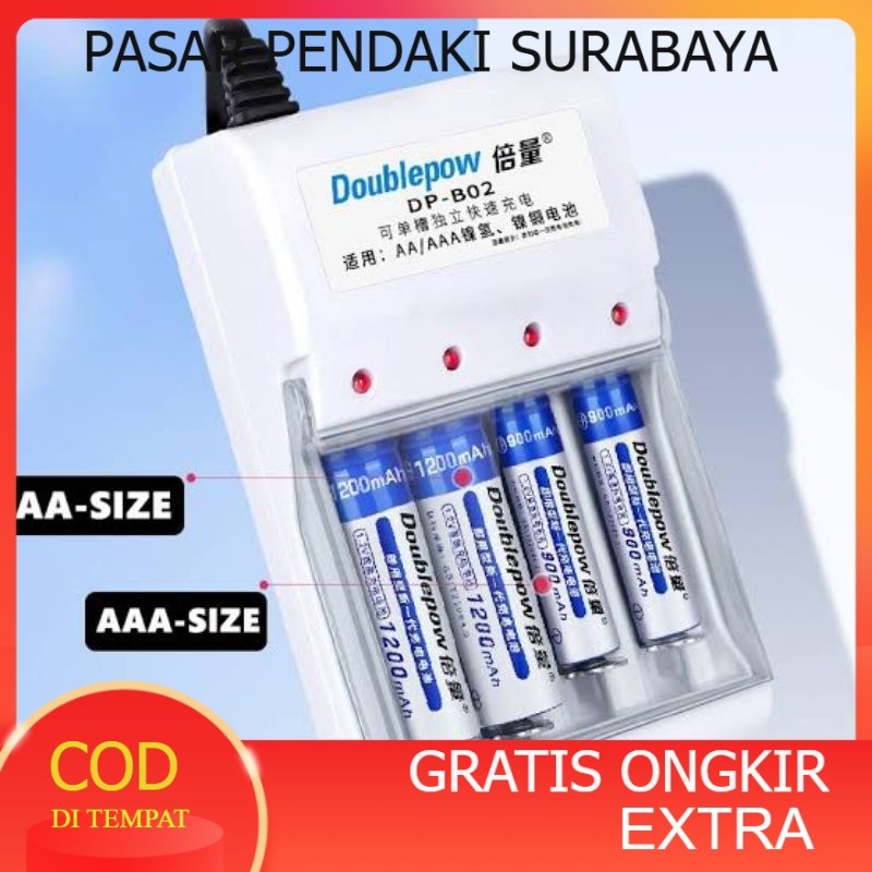 Baterai Cas AAA & AA recharge Cas baterai double