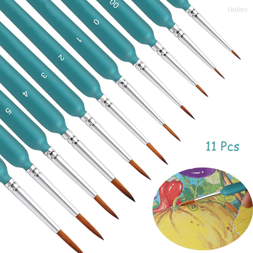 

11pcs Miniature Paint Brushes Art Painting Brushes Weasel Hair Paint Brush Gouache Watercolor Oil Paints Artists Hand Painted