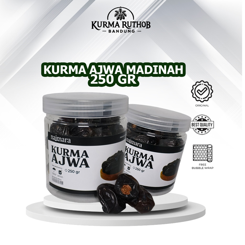 

KURMA AJWA MADINAH KEMASAN 250GR / KURMA AJWA TOPLES 250GR