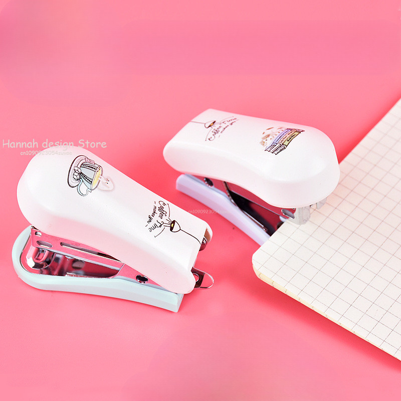 

Mini Cartoon Stapler Plastic Student Stationery Kawaii Stapler Mini Paper Binder Geometric Manual Stapler Stationery