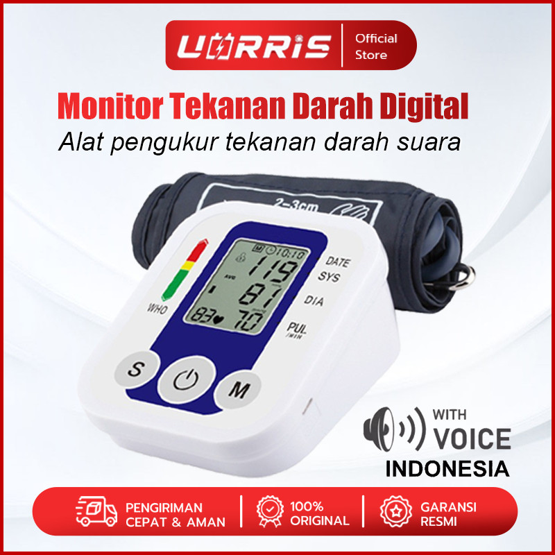 UORRIS Pengukur Tekanan Darah Tensimeter Digital Tensi Sphygmomanometer Tensi otomatis