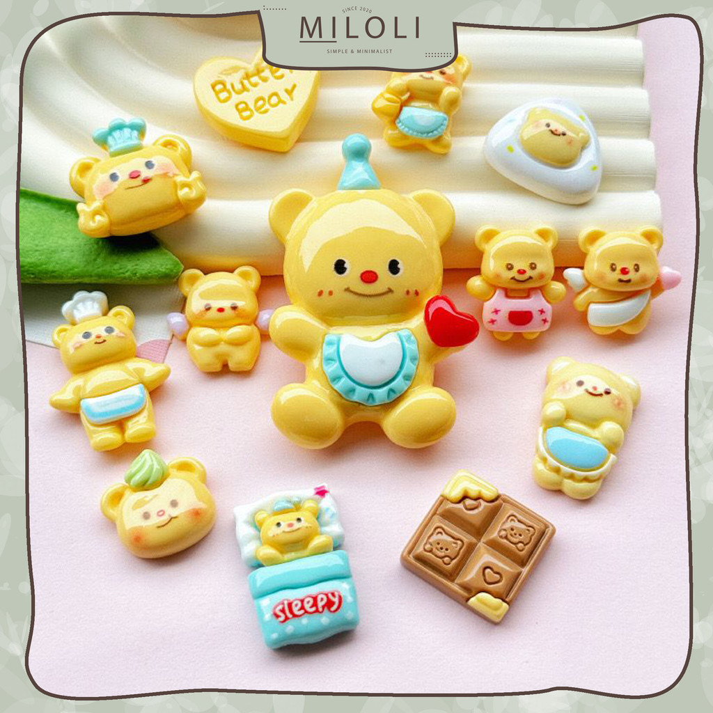 

[MILOLI] 1Pcs STICKER CARTOON BIG YELLOW BEAR Free Resin Aksesoris Hiasan Deco - B0510