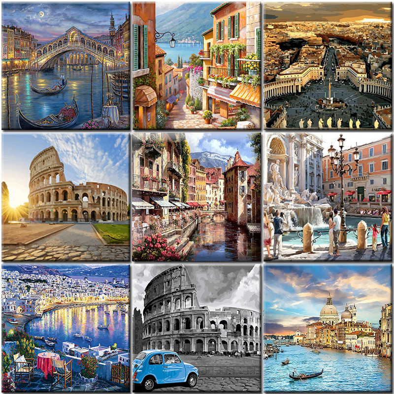 

Italy Paint By Numbers Rome DIY Digital Painting By Number Modern Wall Art Canvas Acrylic Painted Unique Gift Home Decor Picture