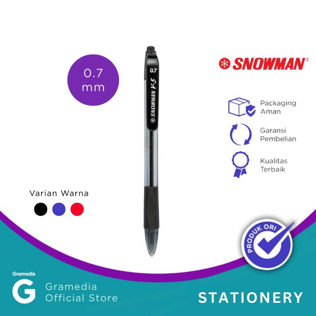 

Snowman Ballpen V-5 0.7 Hitam