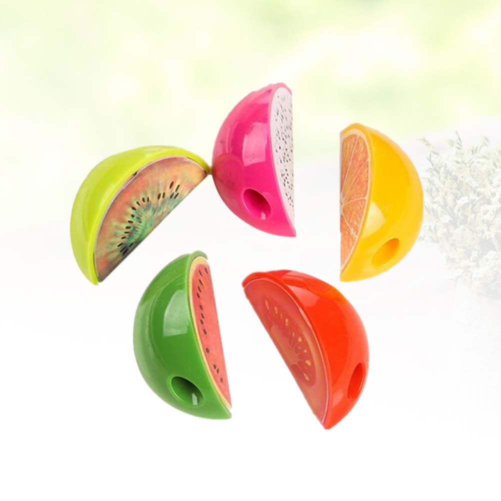 

5pcs Plastic Fruit Design Sharpener Pencil Sharpener Students Stationery Supplies for Kids Children (Random Type)