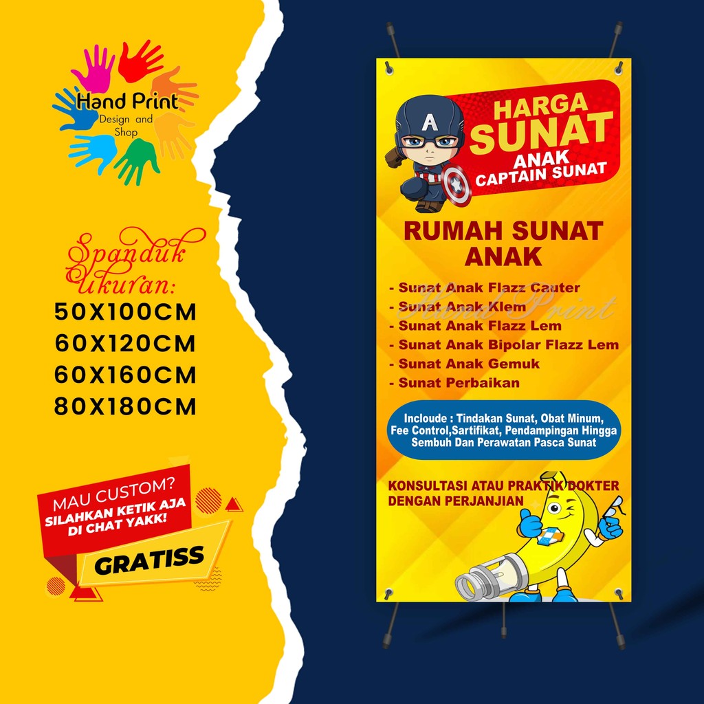 Cetak Spanduk Banner Rumah Sunat Kuning MMT Spanduk Custom 60x160