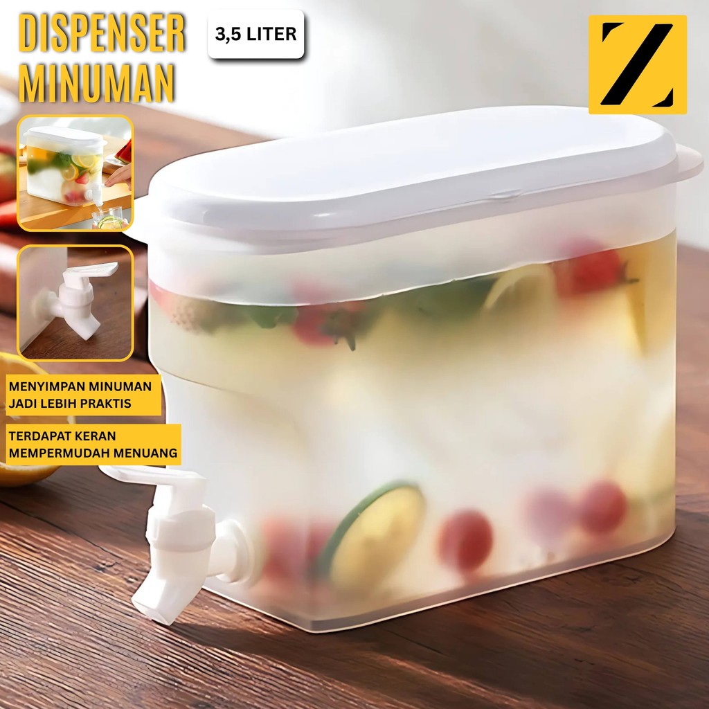 Dispenser Air Minum Jus Plastik 3.5L 3.5 Liter Tempat Air Minum Bucket Mini Juice Kulkas Portable