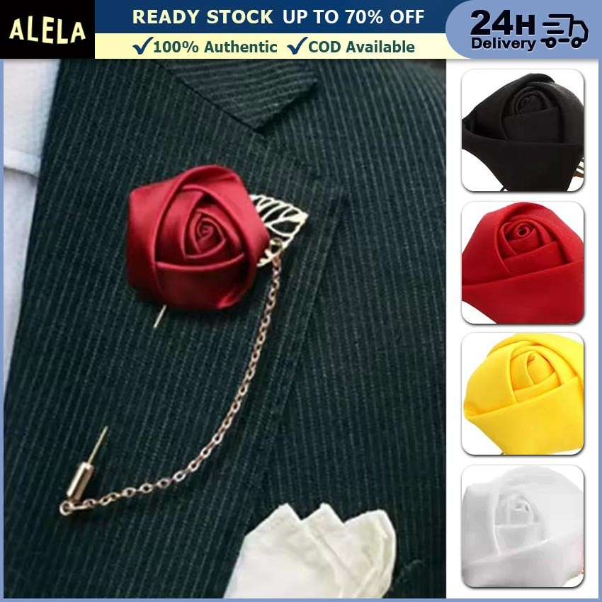 Pin Jas Bunga Mawar Lantai Lapel Pin Bros Rose Flower Corsage Jas Pengantin Pria Wanita