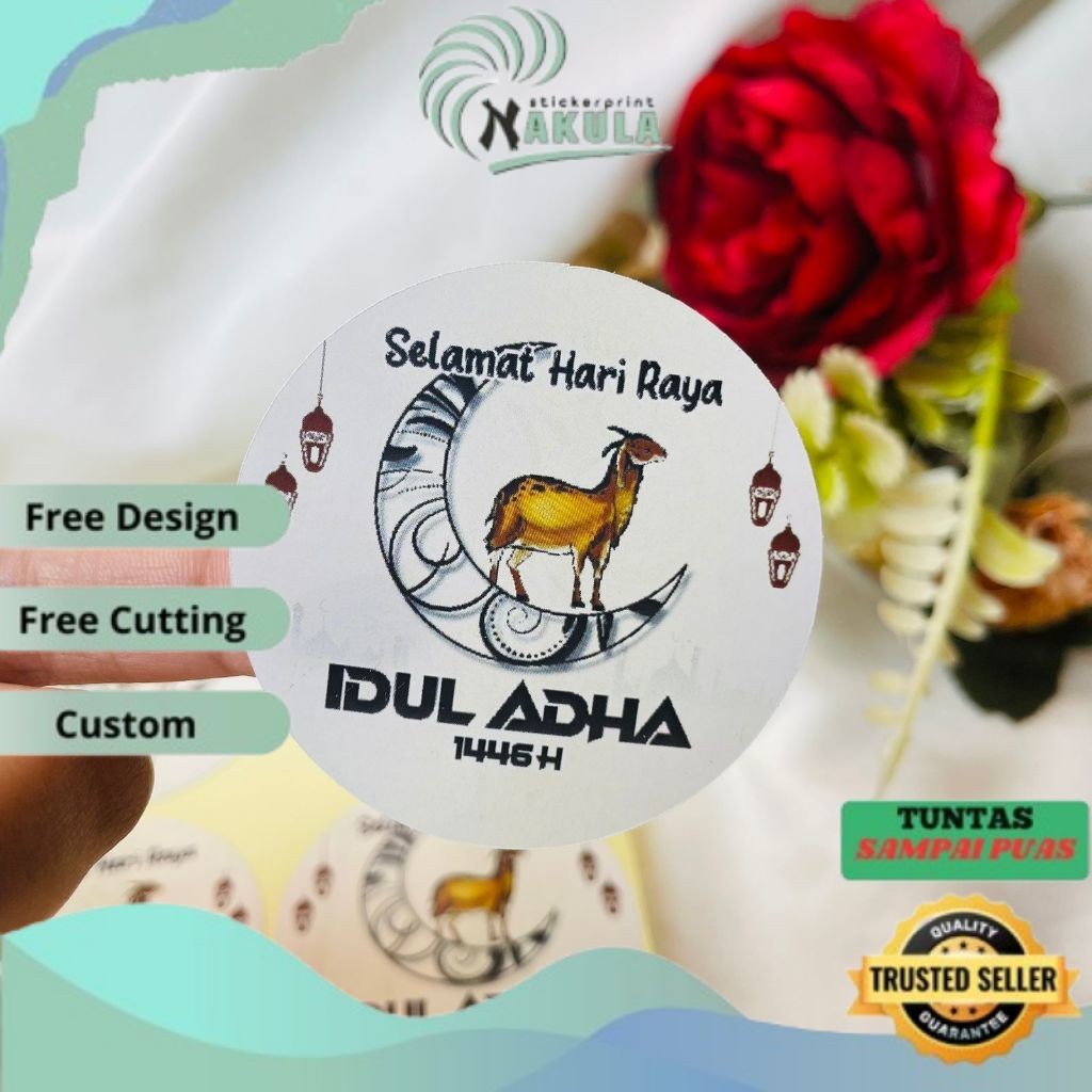 

NKL 5-8 Sticker Selamat Hari Raya Idul Adha Sticker Lebaran Haji Toples Cookies Free Desain Custom