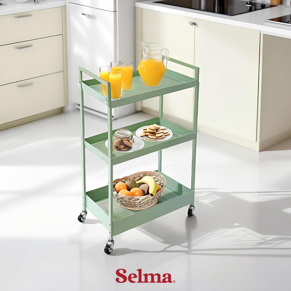 Selma Narita Rak Troli Serbaguna - Hijau Sage Troli Roda Troli Penyimpanan Trolley Serbaguna Troli M