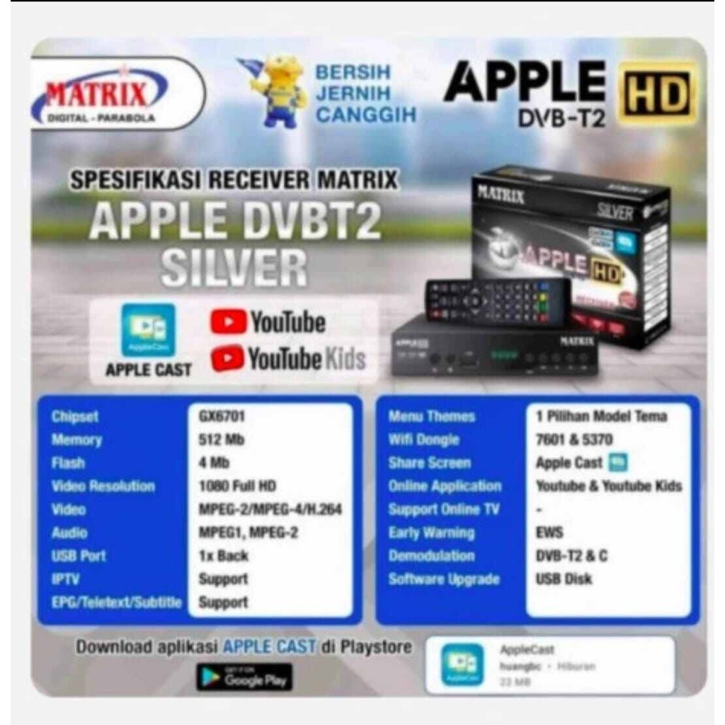 Set Top Box Matrix Silver DVB T2 stb