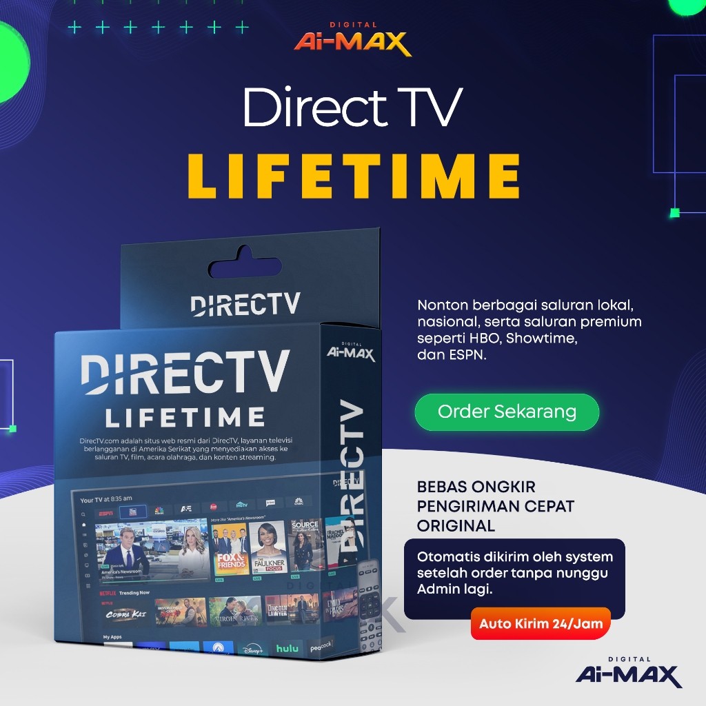 DIRECT TV PREMIUM LIFETIME ORIGINAL | NONTON CHANNEL TV DUNIA ANTI BUFFER | GARANSI SEUMUR HIDUP 100