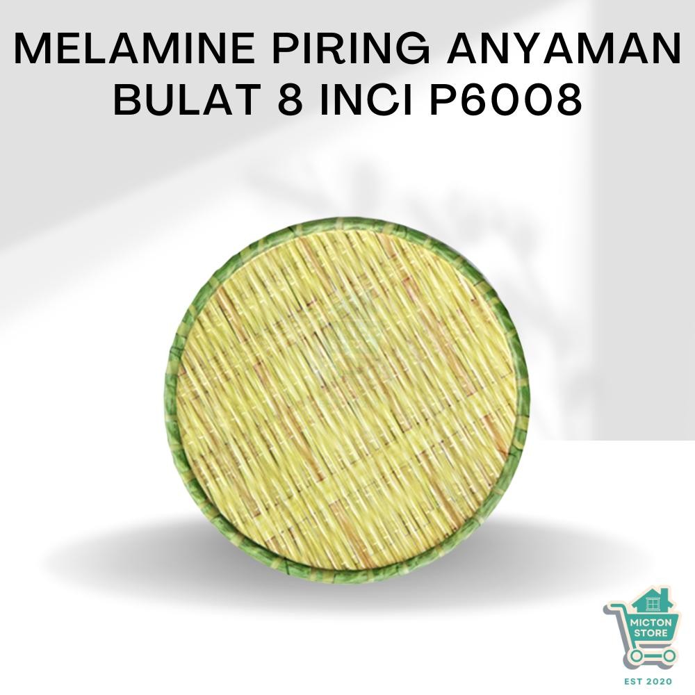 MICTON Premium Melamine Piring Anyaman Bulat 8 Inch P6008 Piring Anyaman Melamine Piring Motif Anyam